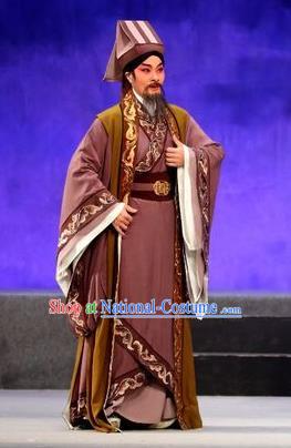 Pan Maoming Chinese Guangdong Opera Elderly Male Apparels Costumes and Headwear Traditional Cantonese Opera Laosheng Garment Physician Clothing