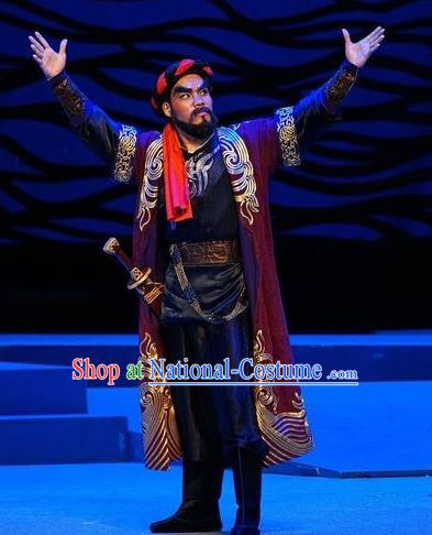 Dan Jia Nv Chinese Guangdong Opera Robber Apparels Costumes and Headwear Traditional Cantonese Opera Brigand Garment Clothing