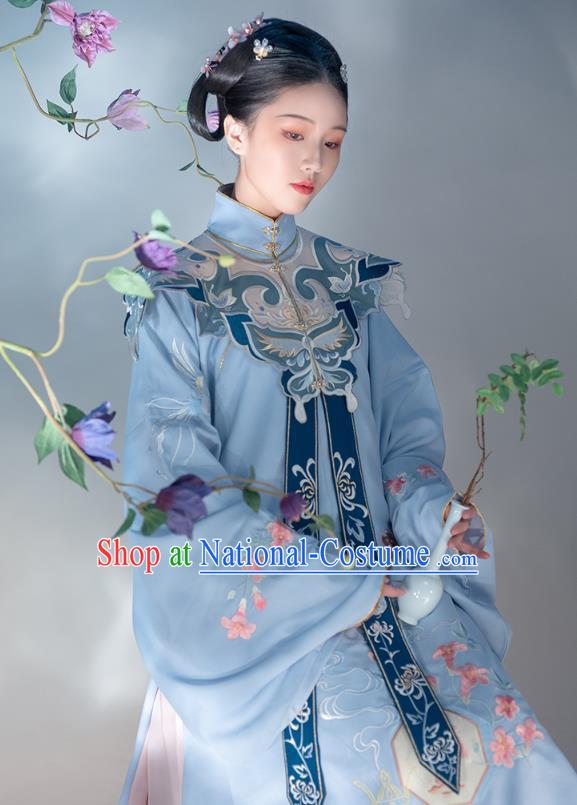 Chinese Traditional Ming Dynasty Royal Princess Embroidered Apparels Ancient Noble Lady Hanfu Dress Historical Costumes Complete Set