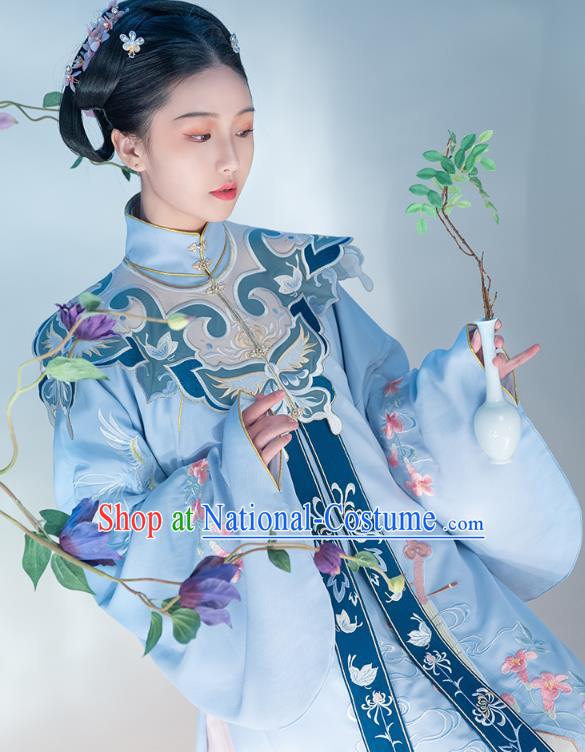 Chinese Traditional Ming Dynasty Royal Princess Embroidered Apparels Ancient Noble Lady Hanfu Dress Historical Costumes Complete Set