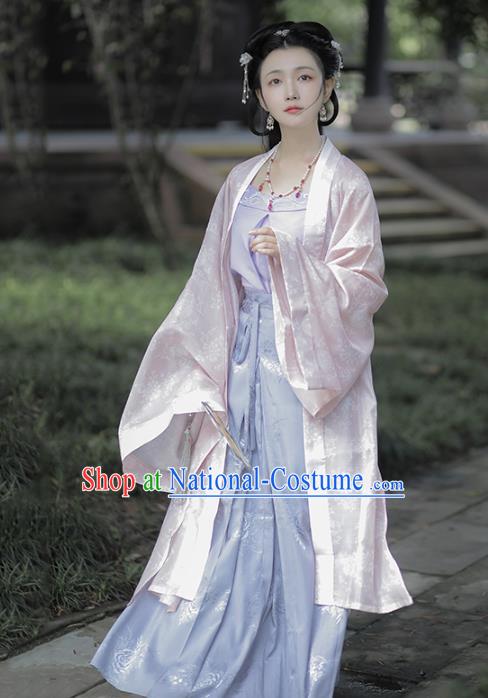 Chinese Traditional Song Dynasty Noble Lady Hanfu Dress Apparels Ancient Patrician Woman Historical Costumes Complete Set