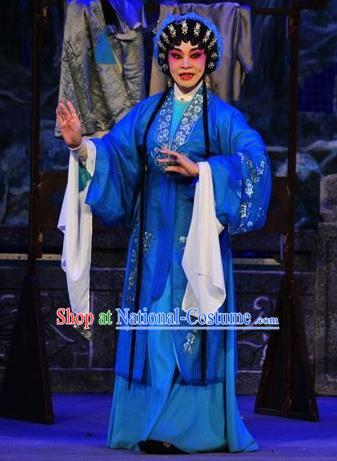 Chinese Cantonese Opera Young Female Garment Shi Zou Yan Song Costumes and Headdress Traditional Guangdong Opera Actress Apparels Diva Wang Jiangxian Dress