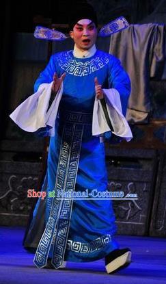 Shi Zou Yan Song Chinese Guangdong Opera Xiaosheng Apparels Costumes and Headwear Traditional Cantonese Opera Young Male Garment Scholar Li Shuyun Clothing