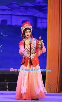 Chinese Cantonese Opera Princess Garment Shuang Qiang Lu Wenlong Costumes and Headdress Traditional Guangdong Opera Hua Tan Apparels Young Beauty Dress