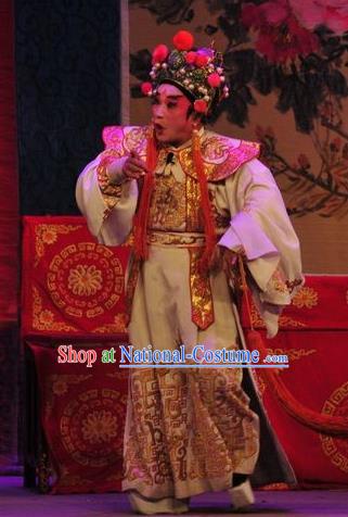 Unhappy Marriage Chinese Guangdong Opera Bully Apparels Costumes and Headwear Traditional Cantonese Opera Wusheng Garment Martial Male Clothing