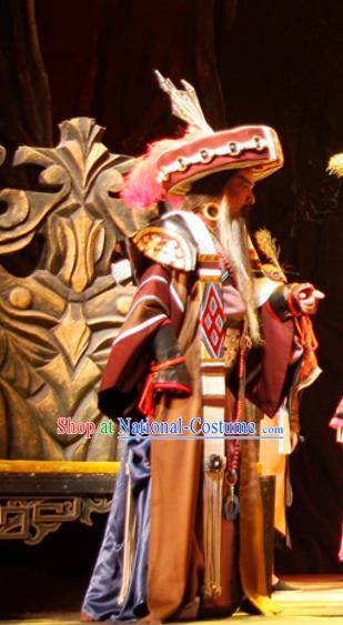 Chinese Traditional Miao Ethnic King Businessman Apparels Costumes Historical Drama Lord Garment Minority Shaikh Clothing and Headwear