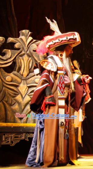 Chinese Traditional Miao Ethnic King Businessman Apparels Costumes Historical Drama Lord Garment Minority Shaikh Clothing and Headwear