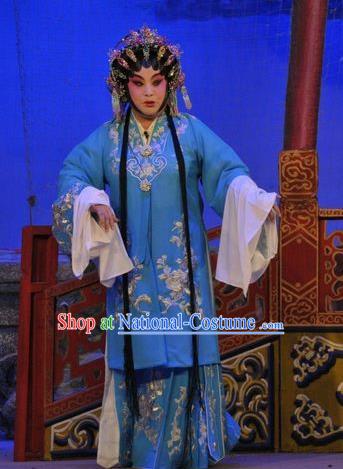 Chinese Cantonese Opera Young Mistress Garment Da Nao Mei Zhi Fu Costumes and Headdress Traditional Guangdong Opera Actress Apparels Dame Dress