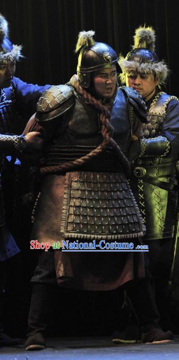 Chinese Traditional Northern Wei Dynasty Shogun Apparels Costumes Historical Drama Bei Wei Feng Yang Ancient General Garment Armor Clothing and Headwear