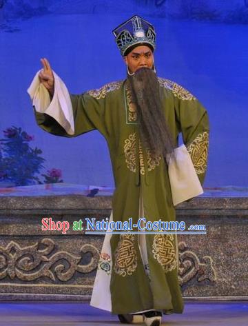 Da Nao Mei Zhi Fu Chinese Guangdong Opera Elderly Male Apparels Costumes and Headwear Traditional Cantonese Opera Laosheng Garment Landlord Lun Gongjing Clothing