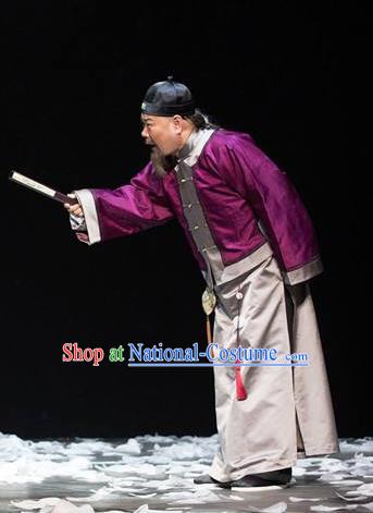 Chinese Traditional Qing Dynasty Elderly Male Apparels Costumes Historical Drama Da Qing Xiang Guo Ancient Landlord Garment Clothing and Headwear