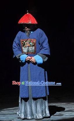 Chinese Traditional Qing Dynasty Elderly Official Apparels Costumes Historical Drama Da Qing Xiang Guo Ancient Garment Old Minister Clothing and Headwear