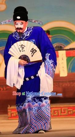 Xu Jiujing Chinese Guangdong Opera Magistrate Apparels Costumes and Headwear Traditional Cantonese Opera Clown Garment Official Clothing