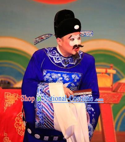 Xu Jiujing Chinese Guangdong Opera Magistrate Apparels Costumes and Headwear Traditional Cantonese Opera Clown Garment Official Clothing