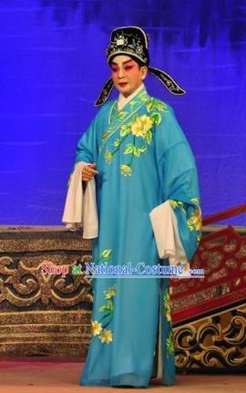 Unhappy Marriage Chinese Guangdong Opera Niche Apparels Costumes and Headwear Traditional Cantonese Opera Xiaosheng Garment Scholar Clothing