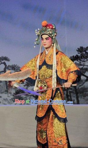 Fan Lihua Return Tang Chinese Guangdong Opera Warrior Armor Apparels Costumes and Headwear Traditional Cantonese Opera General Garment Soldier Clothing