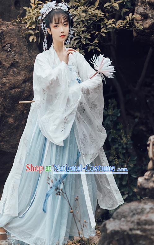 Chinese Traditional Tang Dynasty Noble Lady Hanfu Apparels Ancient Royal Princess Historical Costumes Cape Blouse and Dress Full Set