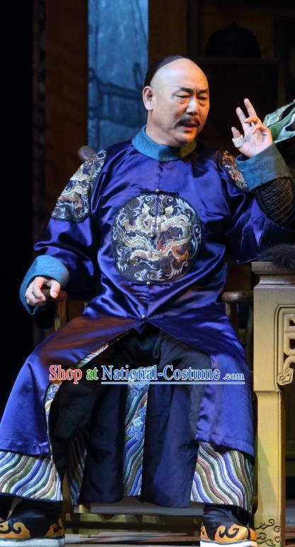 Chinese Traditional Qing Dynasty Minister Apparels Costumes Historical Drama Wang Fu Jing Ancient Official Garment Clothing and Headwear