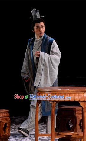 Chinese Traditional Song Dynasty Scholar Apparels Costumes Historical Drama Phoenix Hairpin Ancient Young Male Garment Poet Clothing and Headwear