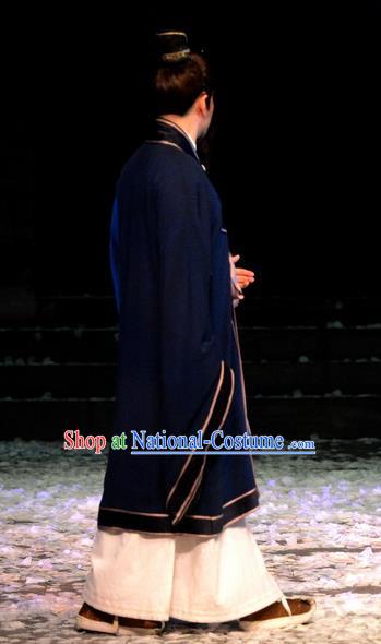 Chinese Traditional Song Dynasty Elderly Male Apparels Costumes Historical Drama Phoenix Hairpin Ancient Poet Lu You Garment Scholar Clothing and Headwear