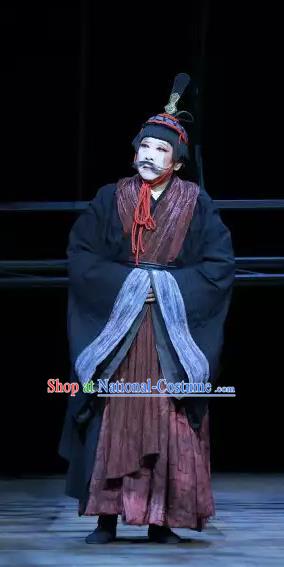 Chinese Traditional Stage Performance Clown Apparels Costumes Historical Drama The Prince of Lanling Ancient Actor Garment Clothing and Headwear