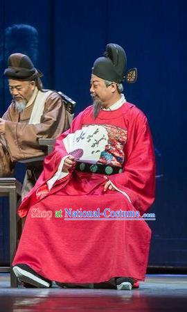 Chinese Traditional Ming Dynasty Clothing Stage Performance Historical Drama Apparels Official Costumes Ancient Minister Hai Rui Garment and Headwear