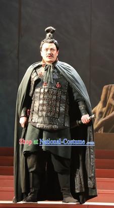 Chinese Traditional Qin Dynasty General Clothing Stage Performance Historical Drama King of Nanyue Apparels Costumes Ancient Warrior Armor Garment and Headwear