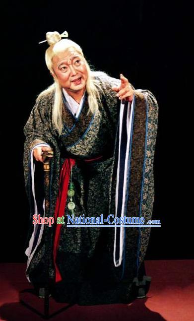 Chinese Traditional Han Dynasty Eunuch Clothing Stage Performance Historical Drama King of Nanyue Apparels Costumes Ancient Elderly Male Garment and Headwear