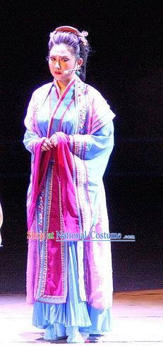 Chinese Historical Drama Ballast Stone Ancient Mistress Garment Costumes Traditional Stage Show Actress Dress Three Kingdoms Period Young Female Apparels and Headpieces