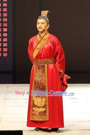 Chinese Traditional Three Kingdoms Period Minister Lu Ji Clothing Stage Performance Historical Drama Ballast Stone Apparels Costumes Ancient Official Prefecture Garment and Headwear