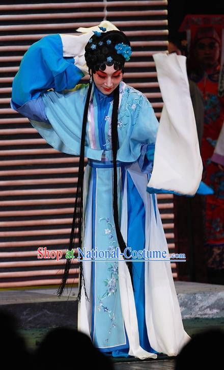 Chinese Sichuan Opera Highlights Young Female Yang Suzhen Garment Costumes and Headdress Cao Min Song Shijie Traditional Peking Opera Hua Tan Dress Actress Apparels