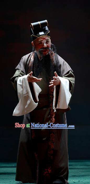 Cao Min Song Shijie Chinese Sichuan Opera Clown Apparels Costumes and Headpieces Peking Opera Highlights Chou Role Garment Old Man Clothing