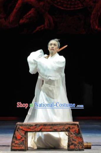 Chinese Traditional Han Dynasty Official Historian Clothing Stage Performance Historical Drama Sima Qian Apparels Costumes Ancient Court Recorder Garment and Headwear