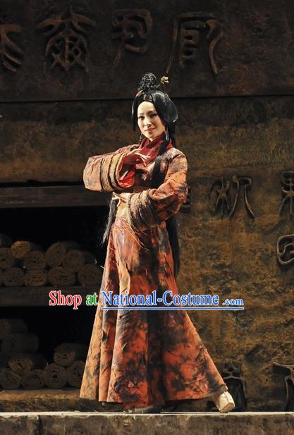 Chinese Historical Drama Fu Sheng Ancient Young Beauty Garment Costumes Traditional Stage Show Dress Qin Dynasty Female Apparels and Headpieces