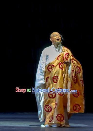 Chinese Traditional Qing Dynasty Monk Clothing Stage Performance Historical Drama Yang Renshan Apparels Costumes Ancient Abbot Cassock Garment and Headwear