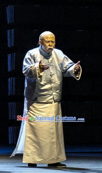 Chinese Traditional Qing Dynasty Buddhist Clothing Stage Performance Historical Drama Yang Renshan Apparels Costumes Ancient Elderly Scholar Garment and Headwear