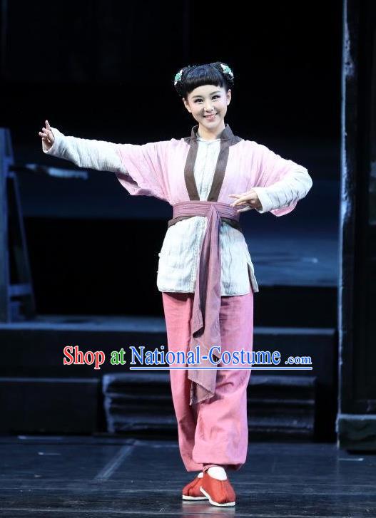 Chinese Historical Drama Yangshi Lei Ancient Village Girl Garment Costumes Traditional Stage Show Dress Qing Dynasty Young Lady Apparels and Headpieces