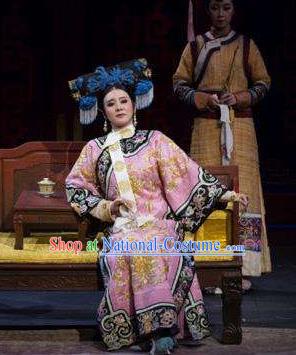 Chinese Historical Drama Yangshi Lei Ancient Queen Mother Garment Costumes Traditional Stage Show Dress Qing Dynasty Empress Dowager Cixi Apparels and Headpieces