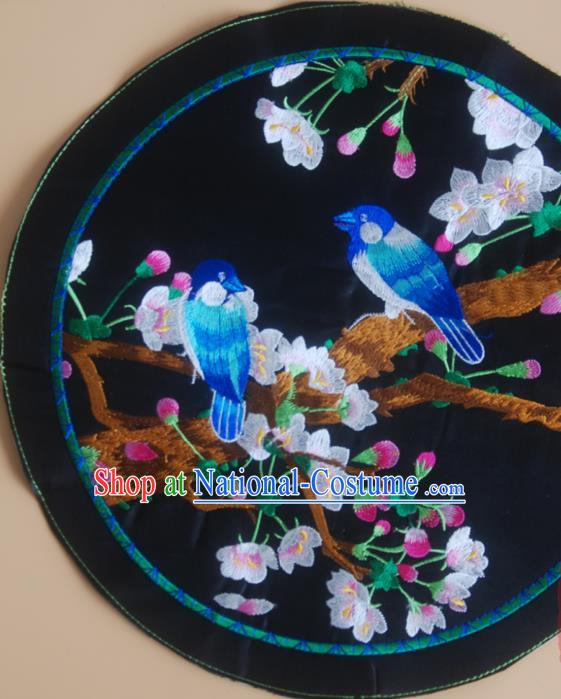 Chinese Traditional Ethnic Embroidered Begonia Birds Patch Decoration Embroidery Applique Craft Embroidered Accessories