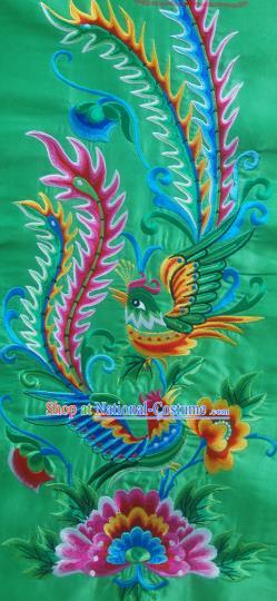 Chinese Traditional Embroidered Phoenix Flower Green Patch Decoration Embroidery Applique Craft Embroidered Dress Accessories