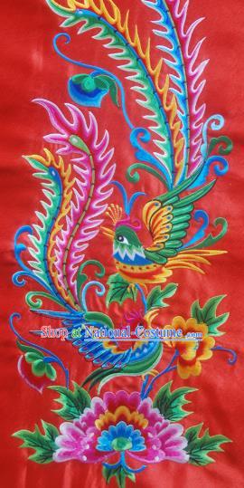 Chinese Traditional Embroidered Phoenix Flower Red Patch Decoration Embroidery Applique Craft Embroidered Dress Accessories