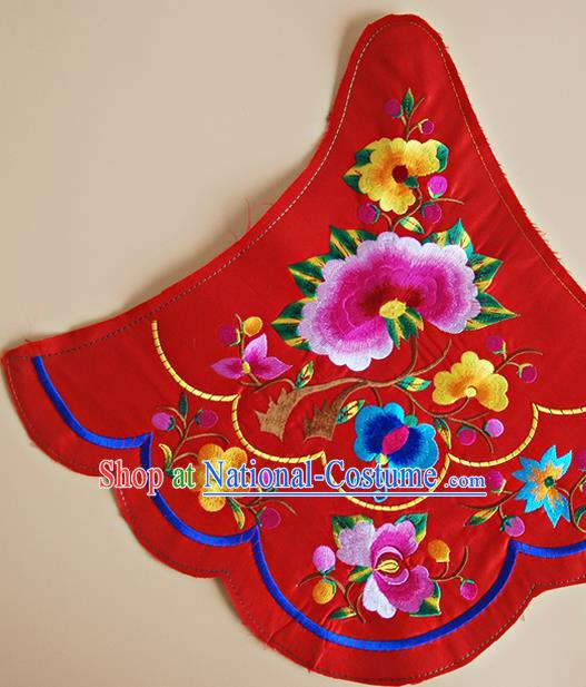 Chinese Traditional Embroidered Flowers Red Patch Decoration Embroidery Applique Craft Embroidered Bellyband Accessories