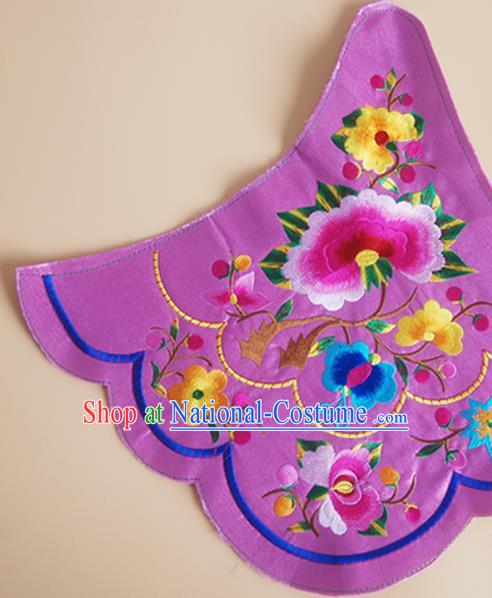 Chinese Traditional Embroidered Flowers Violet Patch Decoration Embroidery Applique Craft Embroidered Bellyband Accessories