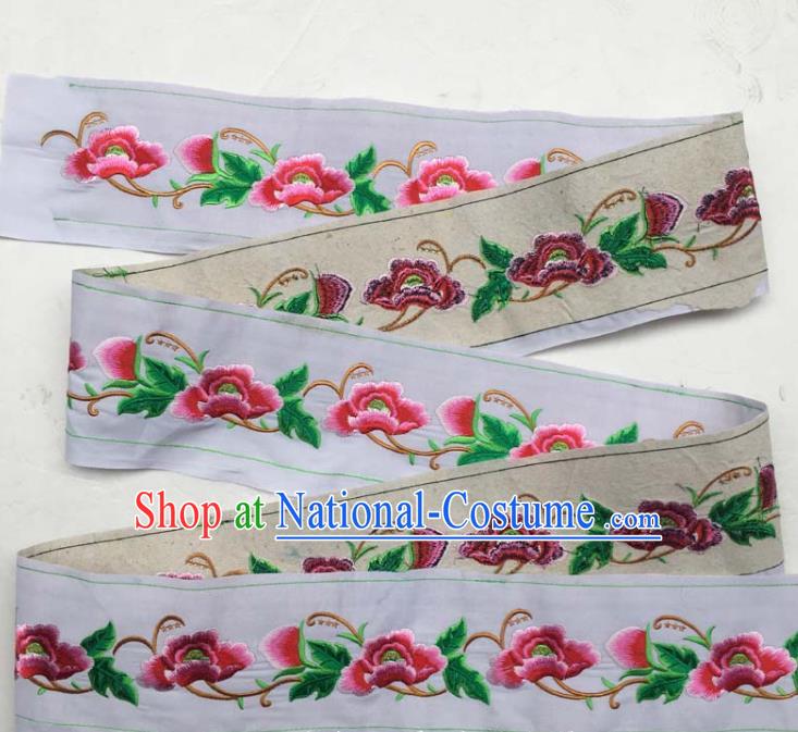 Chinese Traditional Embroidered Flowers White Patch Decoration Embroidery Applique Craft Embroidered Accessories