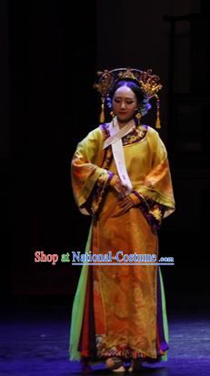 Chinese Historical Drama Empresses In Palace Ancient Manchu Woman Garment Costumes Traditional Stage Show Dress Qing Dynasty Imperial Consort Apparels and Headpieces