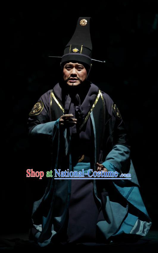 Chinese Traditional Spring and Autumn Period Official Clothing Stage Performance Historical Drama Yao Li And Qing Ji Apparels Costumes Ancient Minister Garment and Headwear