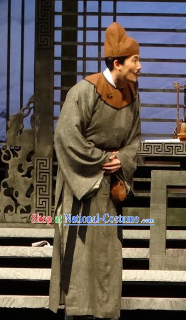 Chinese Traditional Song Dynasty Civilian Male Clothing Stage Performance Historical Drama Han Wengong Apparels Costumes Ancient Businessman Garment and Headwear