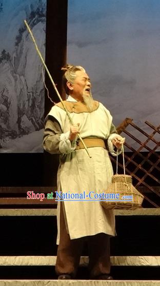 Chinese Traditional Song Dynasty Elderly Fisher Clothing Stage Performance Historical Drama Han Wengong Apparels Costumes Ancient Servant Garment and Headwear