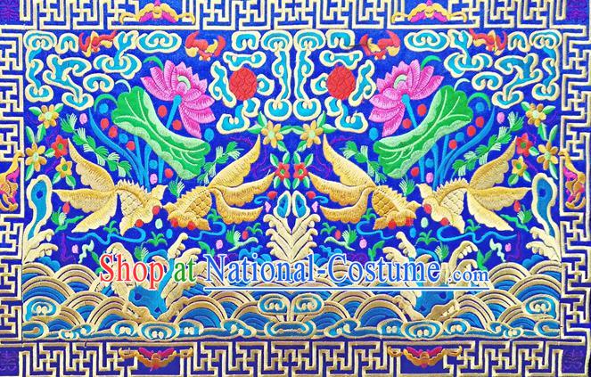 Chinese Traditional Embroidered Goldfish Lotus Cloth Decoration Embroidery Craft Embroidered Accessories