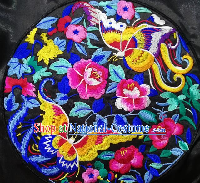 Chinese Traditional Embroidered Flowers Butterfly Pattern Cloth Patch Decoration Embroidery Craft Embroidered Accessories